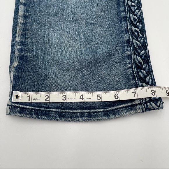 Rock & Roll Cowgirl Jeans Womens Size 30x34 Bootcut Stretch Denim Braided Y2K - Picture 15 of 16